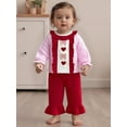 thumbnail image 5 of Loicainy Baby Toddler Girls Valentines Day Pants Clothes Set, 6 12 18 24 Months 2T 3T Short Sleeve Plaid Bow Heart T-shirt with Pants Outfits, 5 of 8