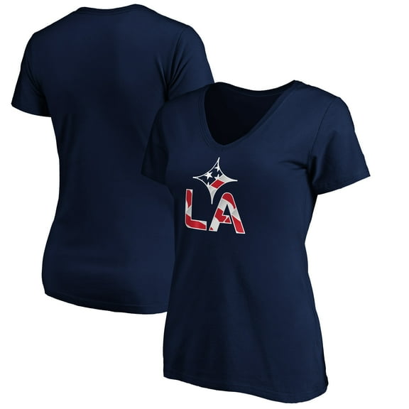 Women's Navy LA Galaxy Banner Wave V-Neck T-Shirt
