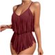 thumbnail image 2 of Trajes de Baño de Mujer Más Tamaño Acolchado Superposición Impresión Bikini Set, Traje de Baño Sexy de Alta Elasticidad, 2 of 3