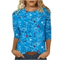 thumbnail image 2 of Teissuly Women's Fashion Printed T-shirt Mid-length 3/4 Sleeves Blouse Round Neck Casual Tops, 2 of 5