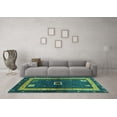 thumbnail image 3 of Ahgly Company Machine Washable Indoor Rectangle Abstract Turquoise Blue Contemporary Area Rugs, 2' x 4', 3 of 4