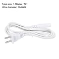 thumbnail image 2 of Uxcell 2Prong AC Power Cord 5ft 18 AWG 2Slot to C8 Female Cable Replacement White, 2 of 5