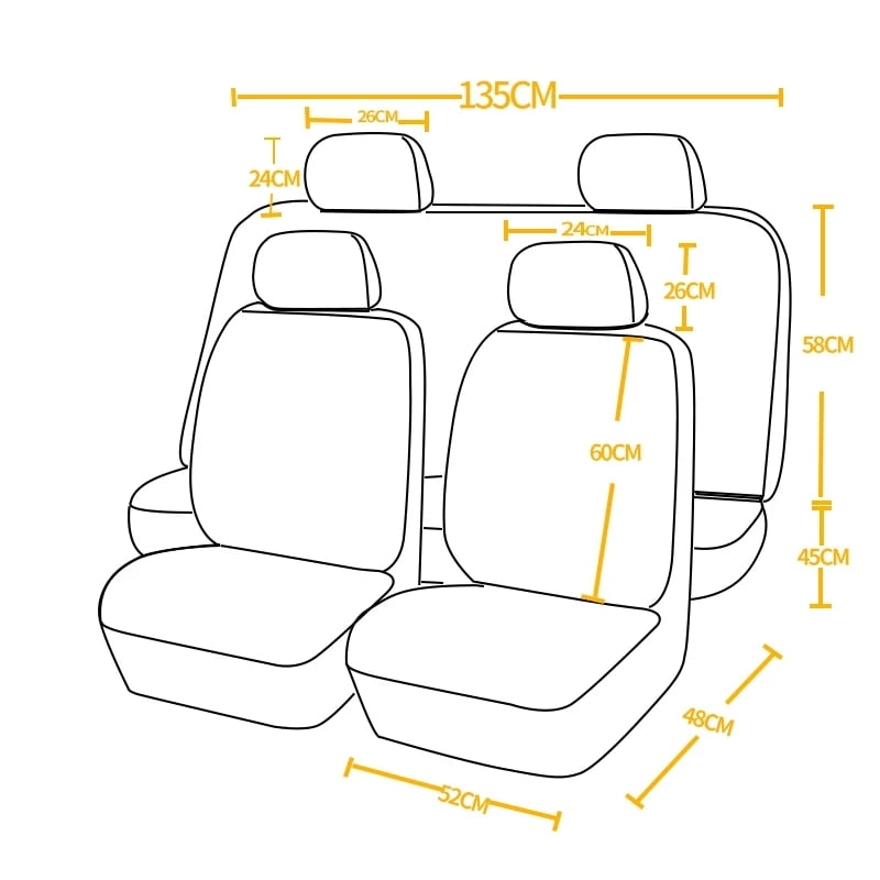 9PCS Universal Car Seat Covers Full Set Protector Cushion Front Rear 3D Butterfly Embroidery Pattern, Grey