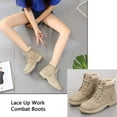 thumbnail image 4 of Women's Work Waterproof Hiking Combat Boots Lace up Low Heel Booties Ankle Boots, 4 of 7