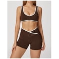 thumbnail image 2 of PISONIC Two Piece Workout Sets for Women Color Block Sports Bra and Scrunch Butt Lifting Shorts Gym Yoga Active Wear Outfits, 2 of 6