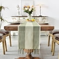 thumbnail image 4 of Wracra Cotton Linen Macrame Table Runner, Sage Green, 13"×60", 4 of 7