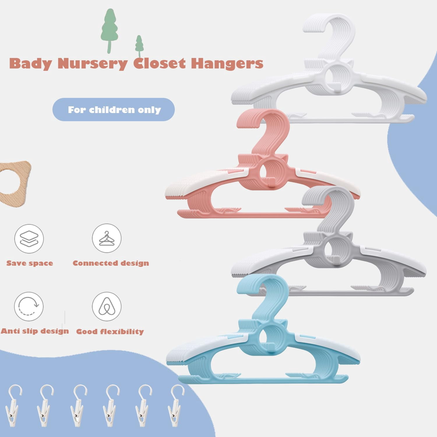 Adjustable Clothes Hangers 20 Pack Colorful 11-14 Inch Closet Organization