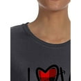 thumbnail image 4 of INTIMO Womens' Love Plaid Heart Arrow Crewneck Shirt, 4 of 6