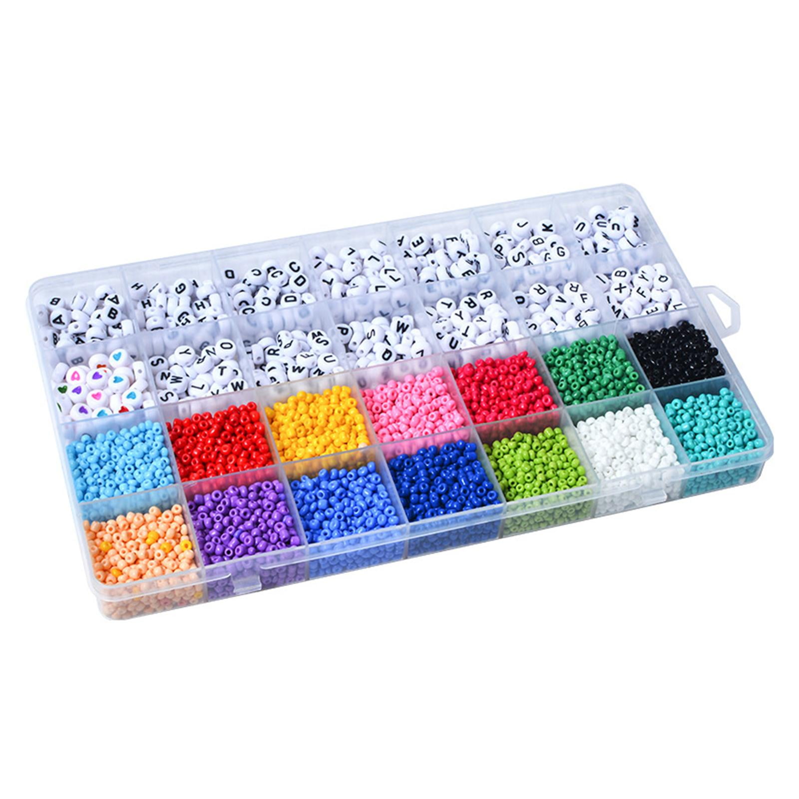 GUOOL 4000Pcs Glass Beads Starter Kit, 3mm Bracelet Beads for DIY Jewelry Making Earrings, Necklaces, Crafts, with Elastic Strings, Letter Beads
