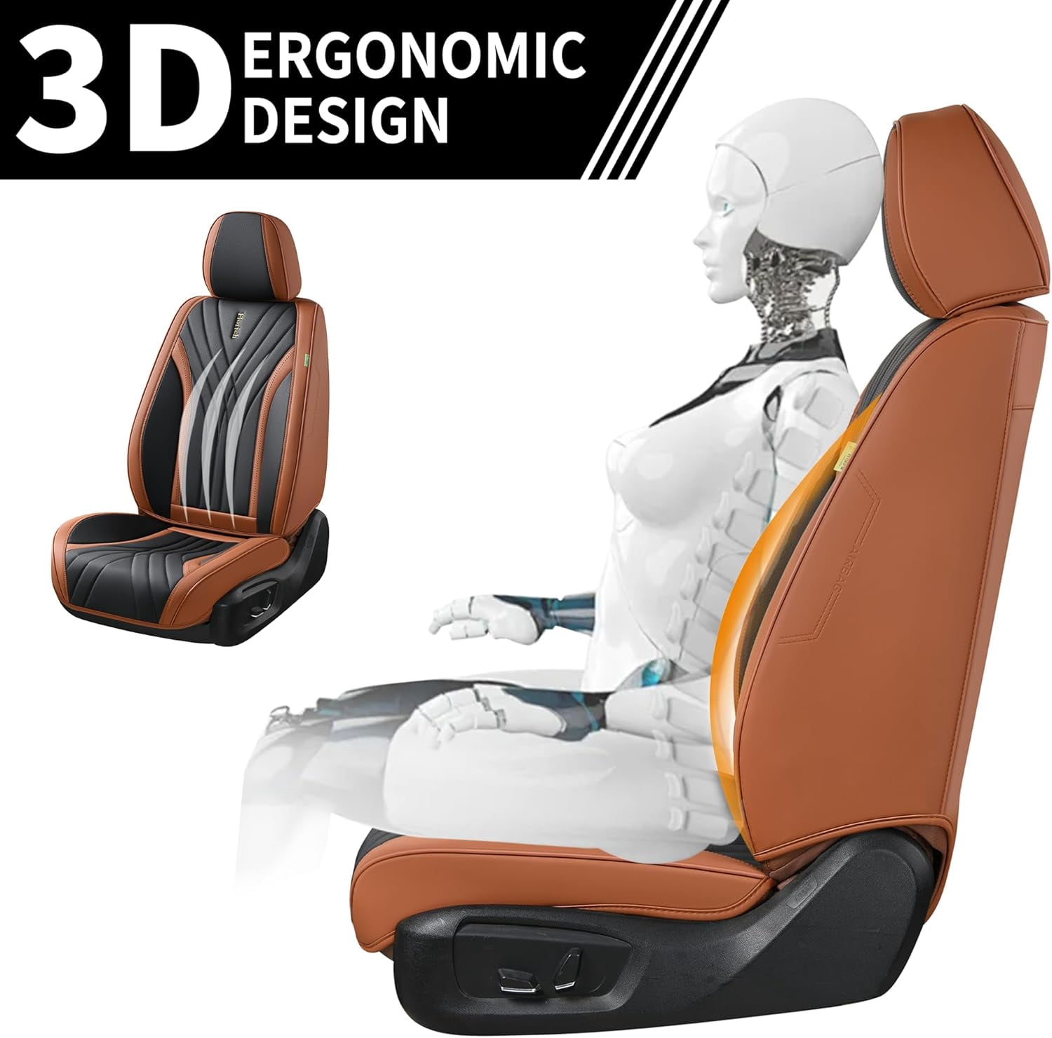 FLORICH Car Seat Covers Front Pair, Luxury Design Seat Protectors, Universal Auto Interior Accessories Fit for Most Cars, Black & Brown