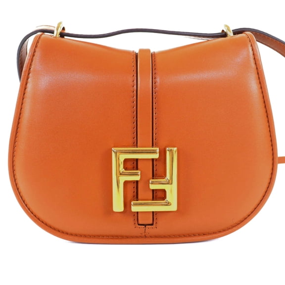 Pre-Owned FENDI 8BS082 Camon Small Leather Satchel Shoulder Bag with FF Logo Hardware, Brown...