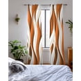 thumbnail image 3 of Burnt Orange White Moire Sheer Curtains 84 Inch Length 2 Panels Set for Living Room/Bedroom, Modern Abstract Art Kitchen Curtains Grommet Semi-Sheer Curtains Drapes Voile Window Treatments 52"x84"x2, 3 of 7