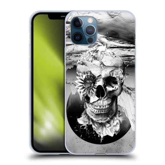 Head Case Designs Officially Licensed Riza Peker Skulls 6 Black And White 2 Soft Gel Case Compatible with Apple iPhone 12 / iPhone 12 Pro
