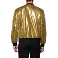 thumbnail image 3 of INSPIRE CHIC Men's Jackets Shining Bomber Shiny Reflective Zip Up Ribbed Cuffs Jackets S Golden, 3 of 6