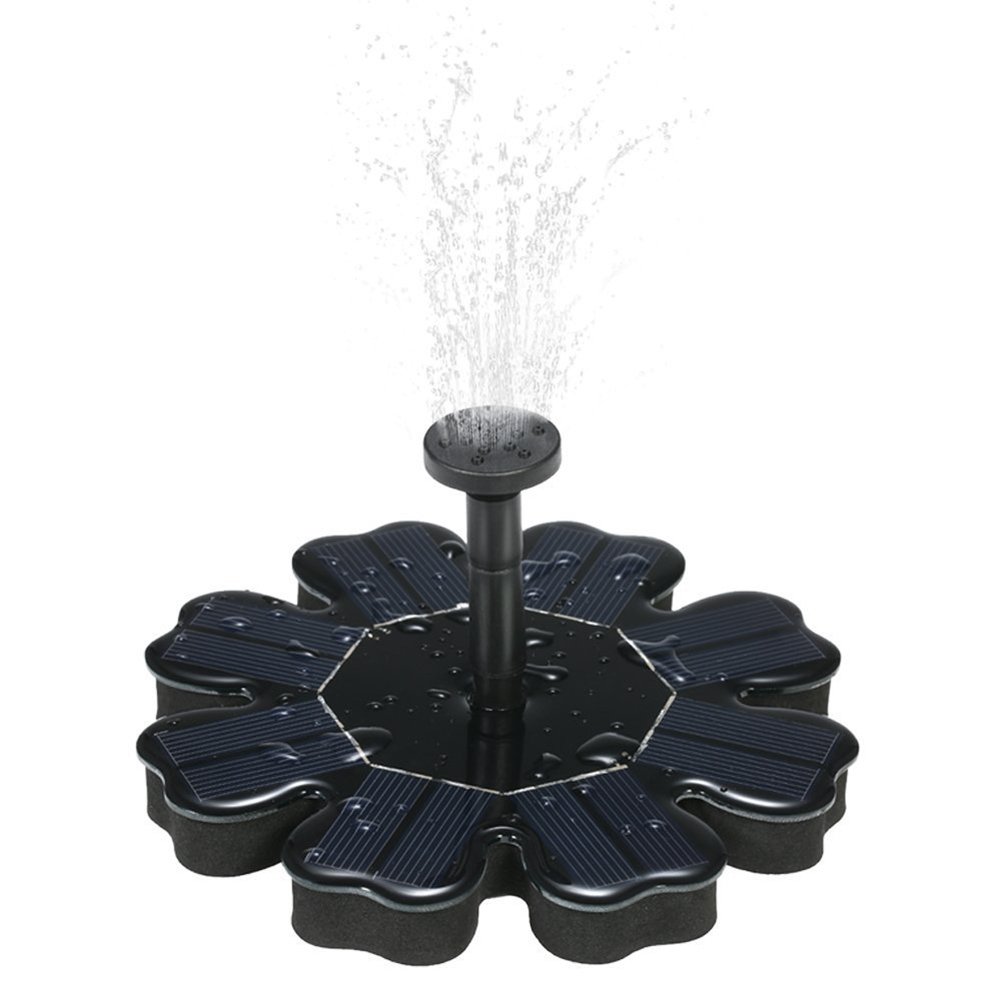 Solar Birdbath Water Fountain Pump, Flower Shape Design, Freestanding