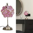 thumbnail image 2 of Cherry Blossom Tiffany Style Stained Glass Table Lamp with Petal Lampshade Vintage Brass Base (Pink), 2 of 8
