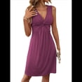 thumbnail image 3 of Vestidos de Verano para Mujer, con Escote en V y Nudo Frontal, Sin Mangas, Corte A, para Fiestas en la Playa o Vacaciones Rosa Roja S, 3 of 9