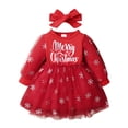 thumbnail image 3 of 3M-3T Toddler Baby Girl Christmas Dress Long Sleeve Snowflake Prints Princess Tutu Long Dresses + Headband, 3 of 10