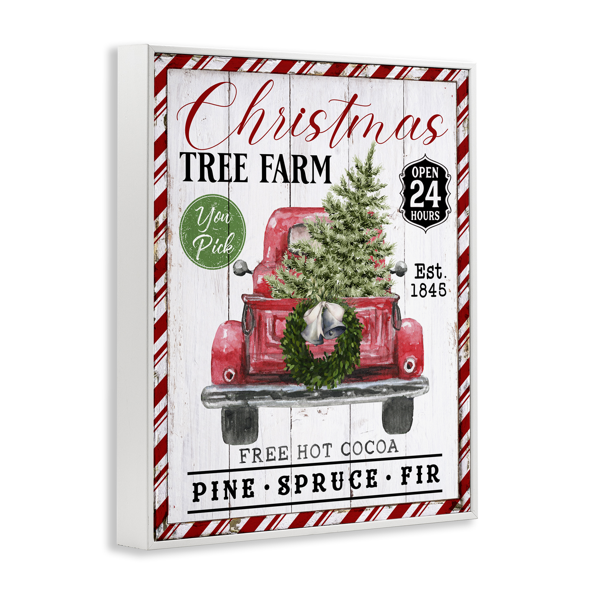 Stupell Industries Holiday Tree Farm Sign Holiday Painting White Framed Art Prints Wall Art, 16 x 20