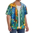 thumbnail image 2 of Fotbe Bright Paper Cactus Scene Camisa Estampada de Manga Corta para Hombre, Casual de Verano, Estilo Playero, Sin Arrugas-Small, 2 of 5