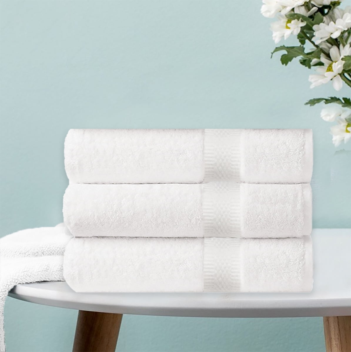 Pacific Linens Luxury 100% Cotton Hotel and Spa Bath Towels, 27 x 54 Inches, 600 GSM, White, 4-Pack