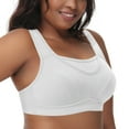 thumbnail image 3 of Deyllo Women's Wireless Sports Bra, Non-Padded, Sweat-Wicking, High Impact Support, White, Size 38DDD, 3 of 12