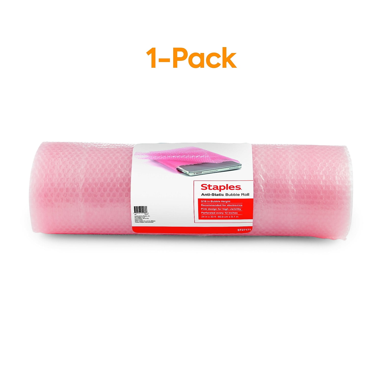 3/16" Staples Anti-Static Extra Wide Bubble Roll 24"x30' (27171) 4072824