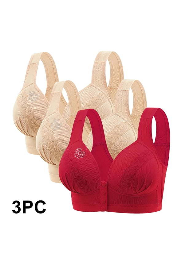 Supportive Bras for Women,Wireless Bras for Women,Bras for Women,Comfort Fit,Soft,Solid,Nylon,Spandex,Red,3XL(US:14)