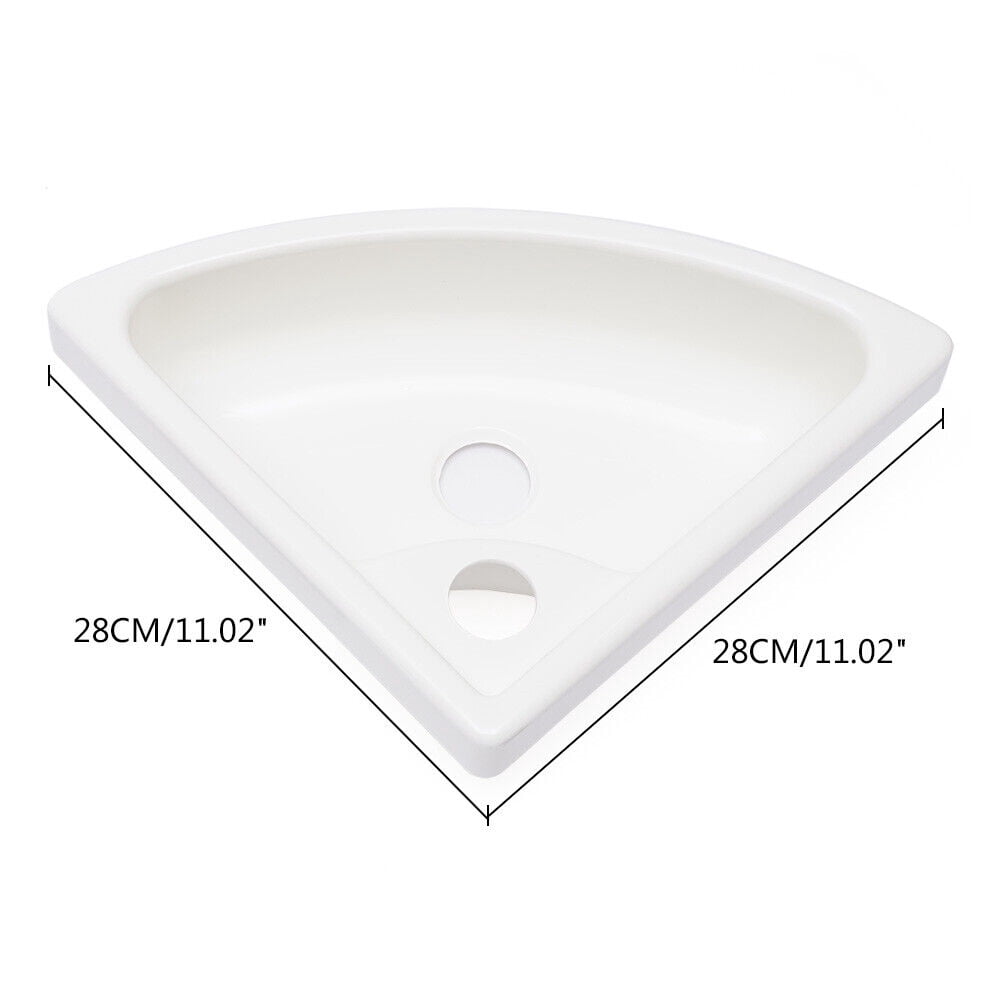 Small Wall Mount Corner Bathroom Sink White Triangle Plastic Vanity Single Bowl Sink