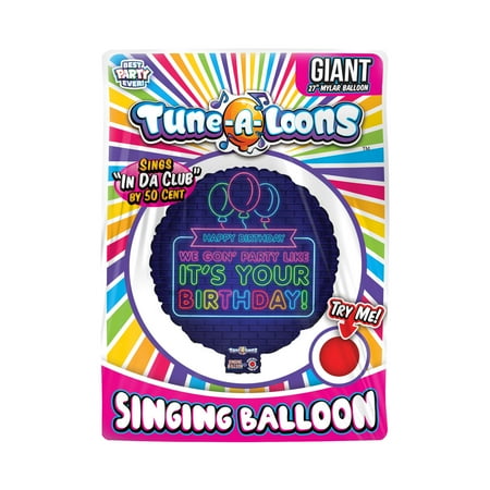 Best Party Ever Tune-a-Loons 50 Cent in Da Club Mylar Singing Blue Birthday Balloon, 27 in