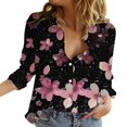 thumbnail image 1 of WZXFASHION Blouses à Manches Retroussables Col en V pour Femmes Tops Économies d'Été Liquidation Chemises pour Femmes, 1 of 5