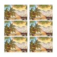 thumbnail image 2 of MKHERT Fresco Pirate Ship with Beach and Palm Tree at Sunset Placemats Table Mats for Dining Room Kitchen Table Decoration 12x18 inch,Set of 6, 2 of 4