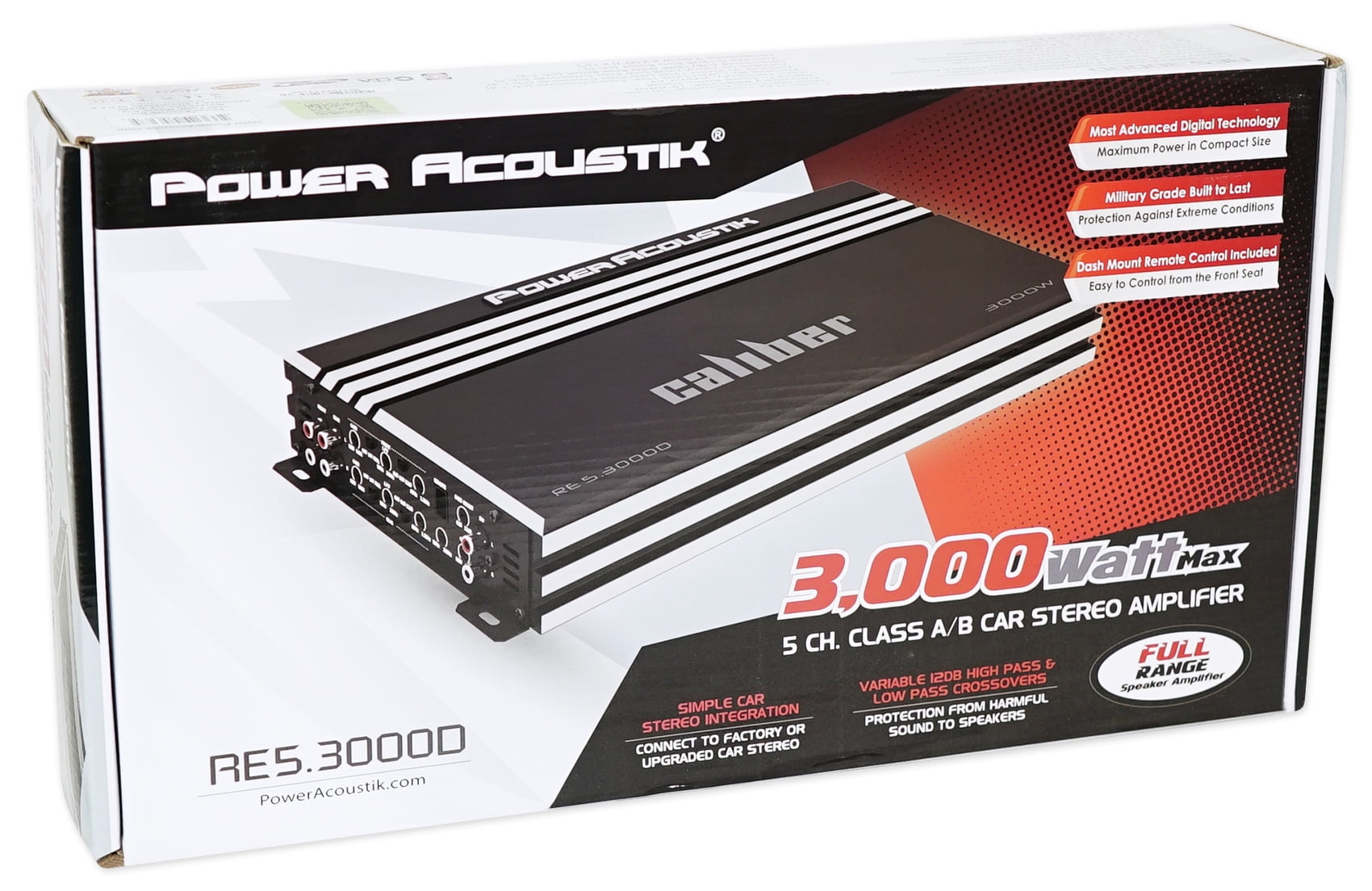 Power Acoustik RE5-3000D 3000 Watt 5-Channel Car Audio Amplifier Class A/B Amp