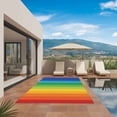 thumbnail image 2 of Colorful Striped Ombre Outdoor Rug 5x8 Ft, Non Slip Washable Area Rug, Rainbow Stripes Modern Abstract Art Patio Rugs Carpet Runner, Large Floor Mat for Indoor/Outdoor Deck Porch Camping, 2 of 8