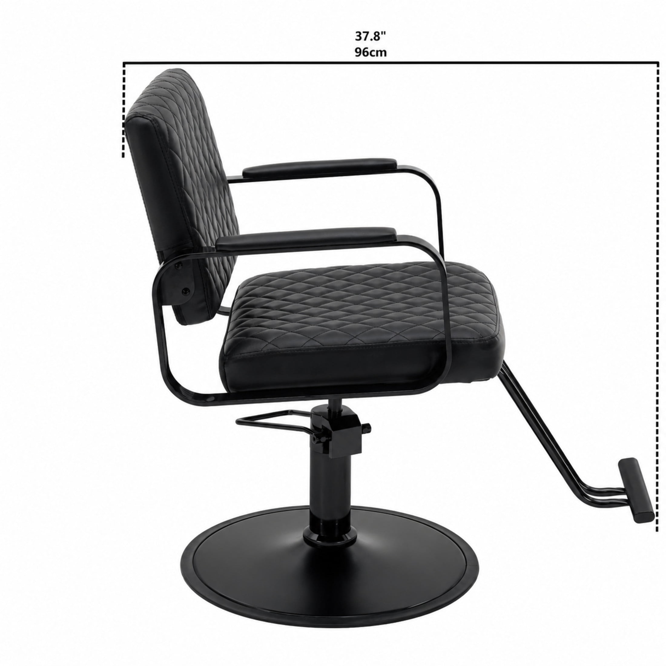 Noble House 360° Swivel Adjustable Salon Styling Chair, Diamond-Quilted PU Upholstery, Black
