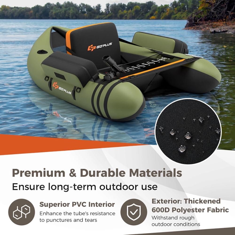 Demifill Inflatable Float Tube, Fishing Float Tube, Inflatable Fishing Float Tube with Pump Storage Pockets and Fish Ruler, Green