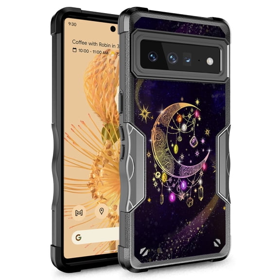 Google Pixel 7A Case, Rosebono Hybrid Dual Layer Graphic Design Pattern Heavy Duty Protection Case For Google Pixel 7A (Wiccan)