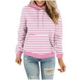 thumbnail image 3 of DDAPJ pyju Womens Pullover Hoodie Striped Hooded Sweatshirts Stylish Casual Hoody Tops Kangaroo Pocket Pullover Hoodies Pink M, 3 of 6