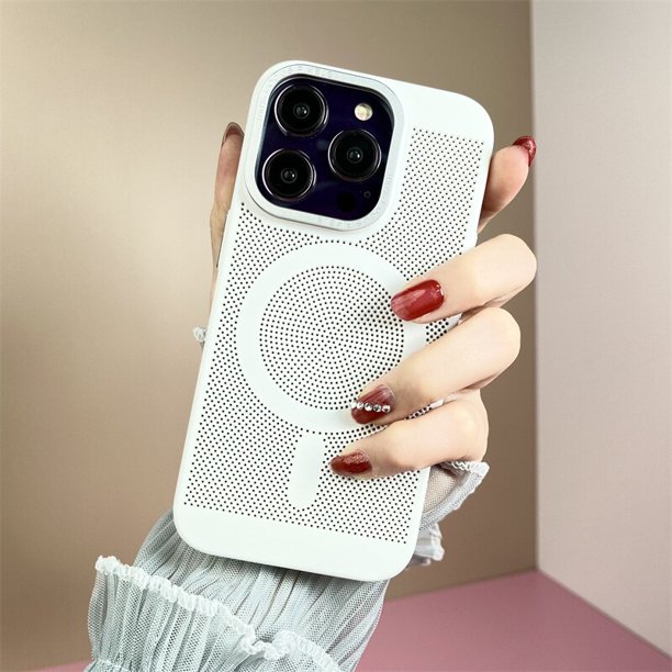 Funda de teléfono de refrigeración transpirable para iPhone 14 Plus 13 12 11 Pro Max, carga inalámbrica, parte trasera magnética, cubierta dura de PC, disipación de calor Fivean unisex
