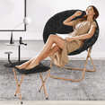 thumbnail image 4 of Magshion Saucer Chair with Ottoman, Oversized Folding Chair and Footrest Set with Metal Frame, Foldable Lounge Chair and Foot Stool Set, Black, 4 of 11