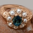 thumbnail image 6 of LBG British Made 18k Rose Gold Natural London Blue Topaz & Cultured Pearl Womens Promise Ring - 33 size options - Size 6, 6 of 8