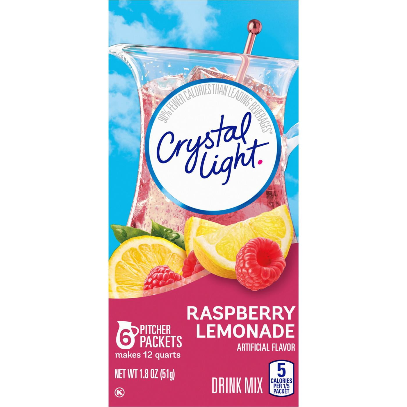 Crystal Light Raspberry Lemonade Drink Mix, 6 ct, 1.8 oz, Pack of 4