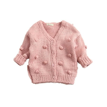 

Xingqing Toddler Baby Girls Knit Sweater Cardigan Coat Pompom Button Warm Outerwear