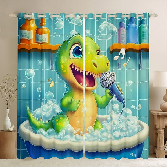 Erosebridal Singing Alligator Curtains for Living Room,Cartoon Animal 30%-50% Blackout Curtains Set of 2 (38x45),Curtains Pack of 2 (38x45),Kawaii Room Decorative
