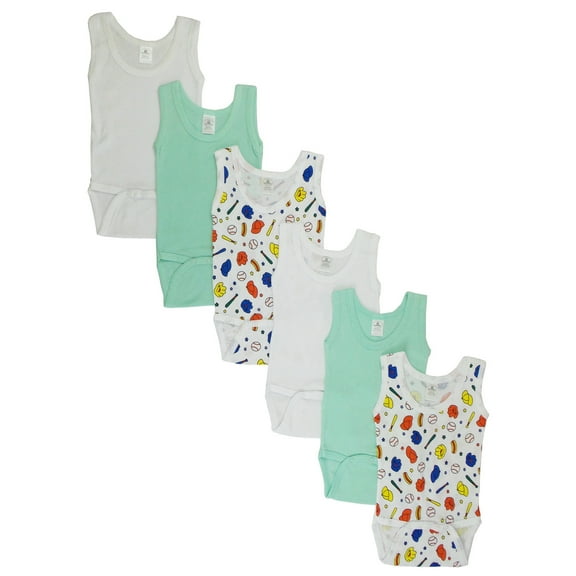 Boys Tank Top 6 Pack, Newborn Cotton Onesies, Soft Breathable Undershirts for Baby