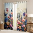 thumbnail image 2 of Homewish Retro Rustic Flower Blackout Curtains Set of 2 (52x84 Each),Country Floralr Window Curtains,Pink Blue Orange Curtains and Drapes For Girls Teens,Luxury Bedroom Decor, 2 of 6