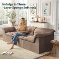 thumbnail image 5 of COPIAE 112" Modular Cloud Sectional Couch with Ottoman, Modern Upholstered Compressed Sofa with Deep Seat, Comfy L-Shape Corduroy Couches for Living Room, No Assembly Required, Camel, 5 of 9