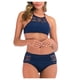 thumbnail image 1 of Gibobby Conjunto de bikini sexy Conjunto V Traje de baño de dos piezas Bikini de ganchillo Cuello de mujer Cintura alta Trajes de baño de encaje Conjunto(Azul,G), 1 of 5