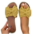 thumbnail image 5 of LOVZFMLL Women's Flat Sandals Summer Casual Bow Knot Round Toe Slippers for Beach Walking Slides Outdoor Open Toe Slip On Yellow 9.5, 5 of 5