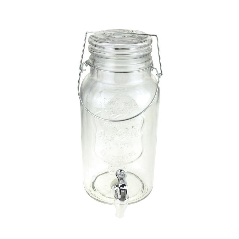 Clear Glass Mason Jar Beverage Dispenser, 12Inch